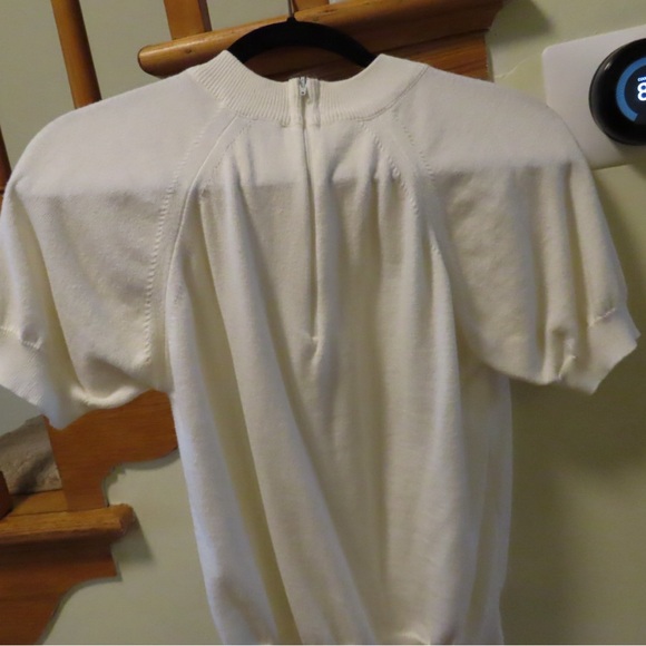 Hampshire Studios Cream Mock Turtleneck Short Sleeve Sweater - Picture 4 of 7